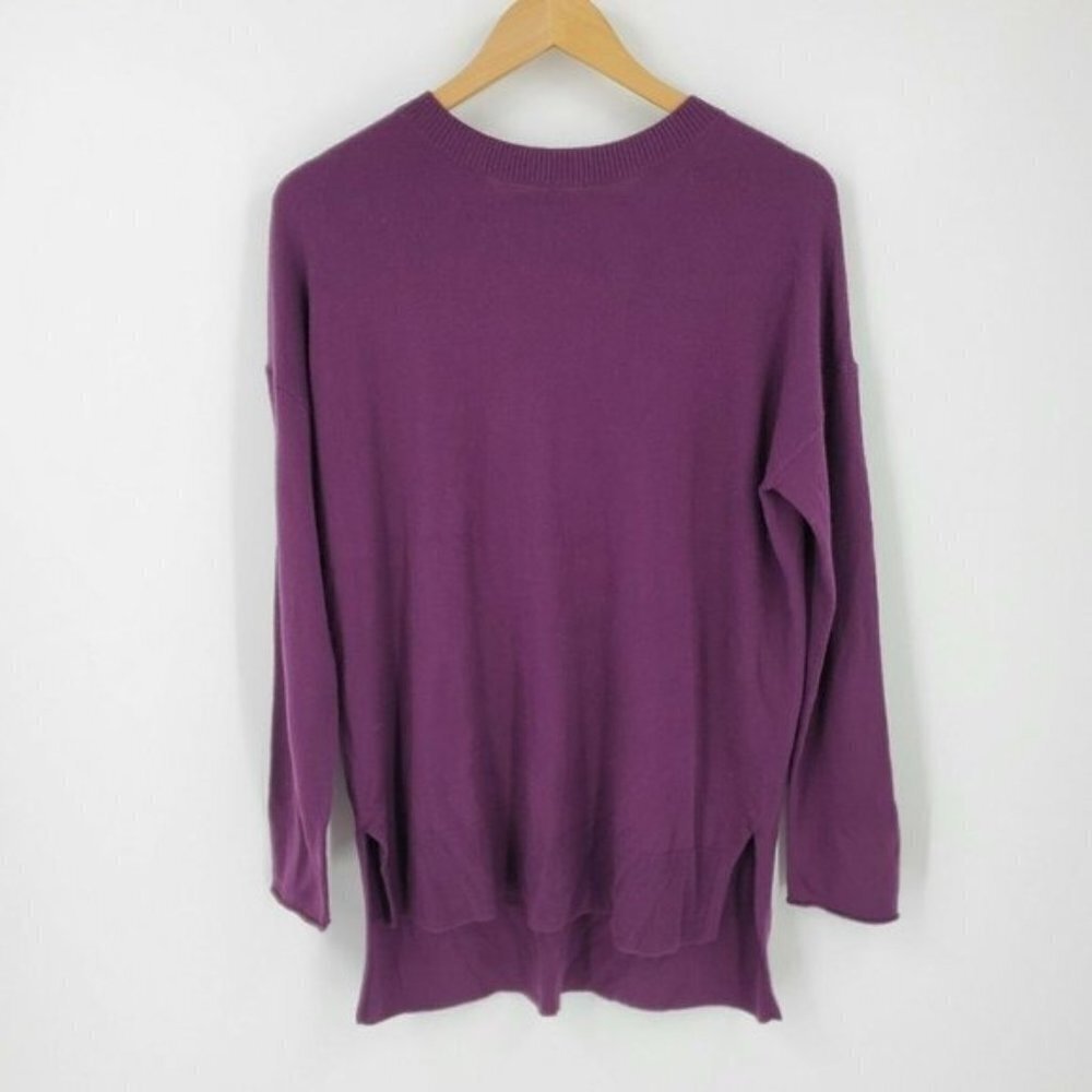 Caslon Cashmere Blend V-Back Sweater in Purple NWT